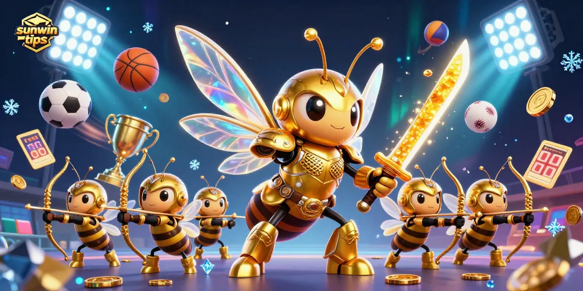Win big with sunwin tips in a vibrant casino atmosphere featuring dynamic sports elements and 3D characters.