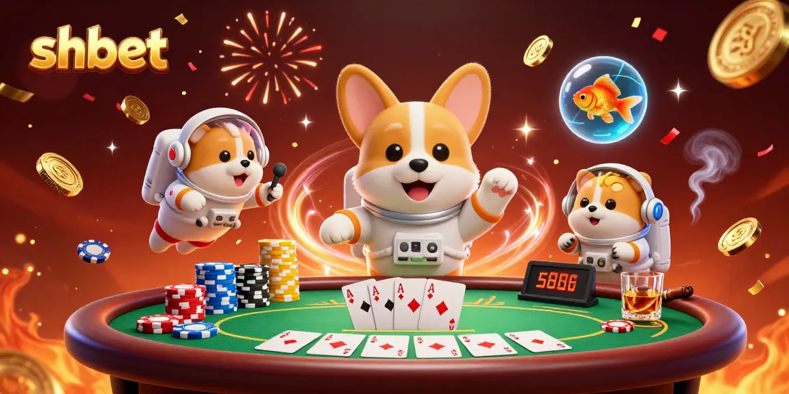 Engage in exciting gameplay at shbet with floating casino elements and vibrant 3D characters.
