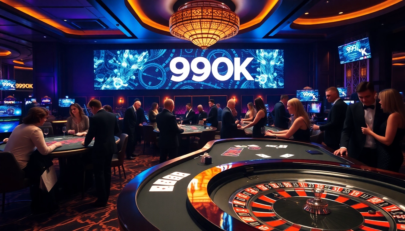 Catching the thrill of gaming at 99OK, featuring poker chips and a dynamic roulette table.