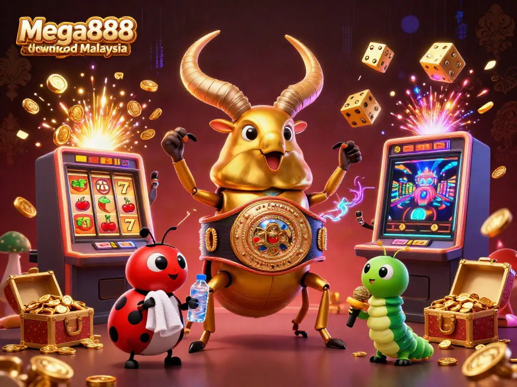 Experience thrilling gameplay with Mega888 download Malaysia featuring vibrant 3D casino elements and characters.