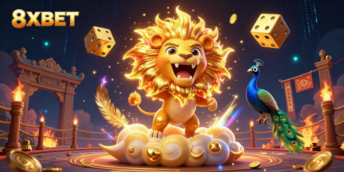 8XBET offers exhilarating gaming experiences with a vibrant casino atmosphere in this dynamic illustration.